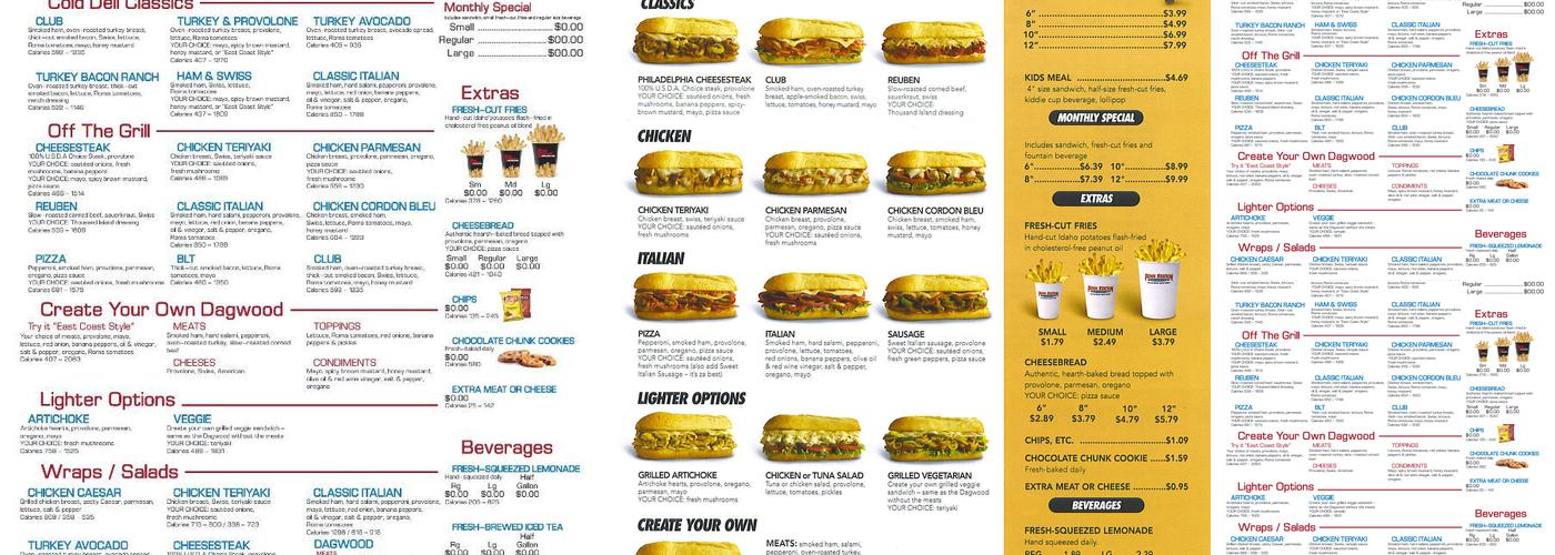 Penn Station East Coast Subs Menu