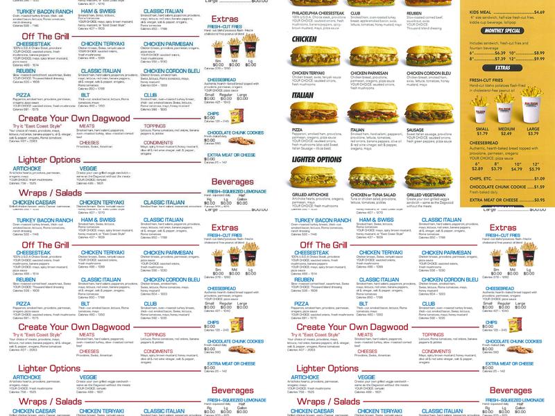 Penn Station East Coast Subs Menu
