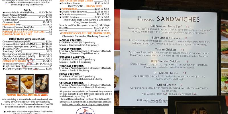 Great Harvest Bread Co. Menu