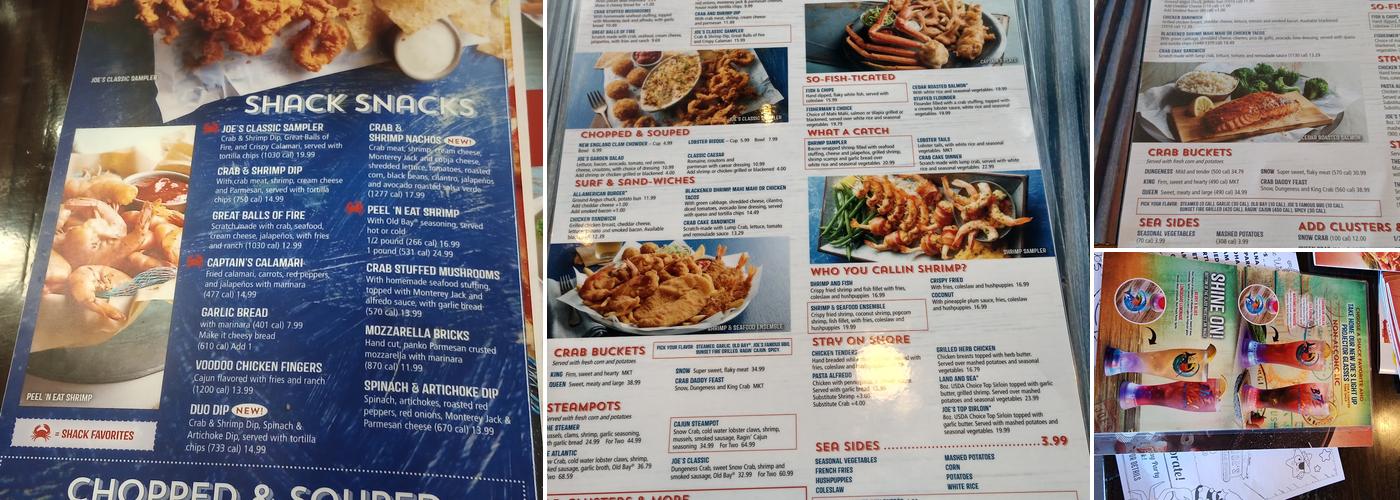Joe's Crab Shack Menu