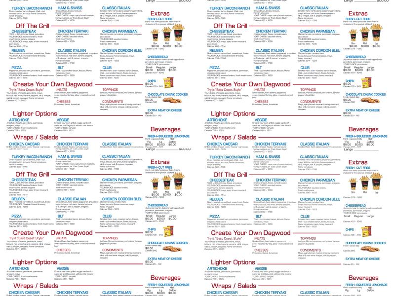 Penn Station East Coast Subs Menu