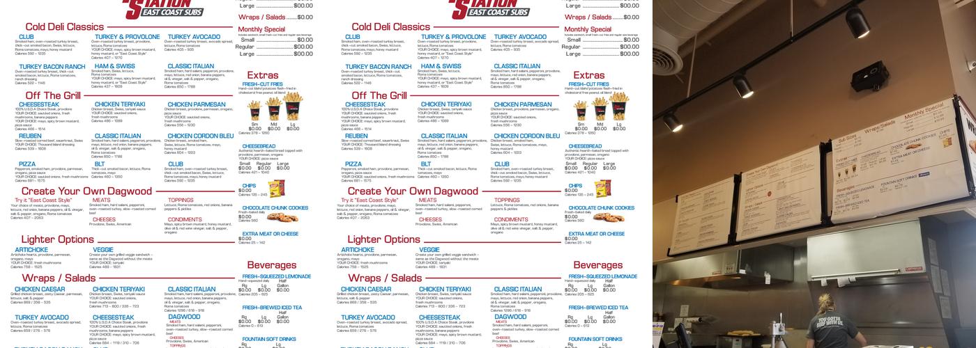 Penn Station East Coast Subs Menu