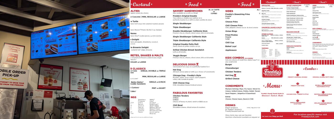 Freddy's Frozen Custard & Steakburgers Menu