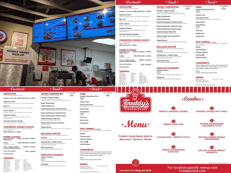 Freddy's Frozen Custard & Steakburgers Menu