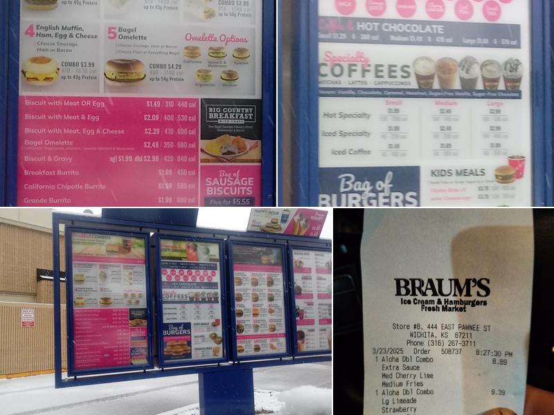 Braum's Ice Cream & Dairy Store Menu