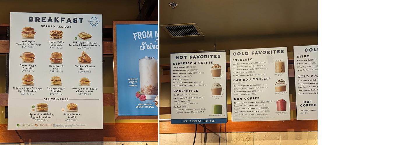 Caribou Coffee Menu