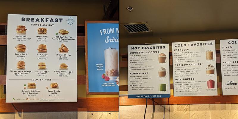 Caribou Coffee Menu