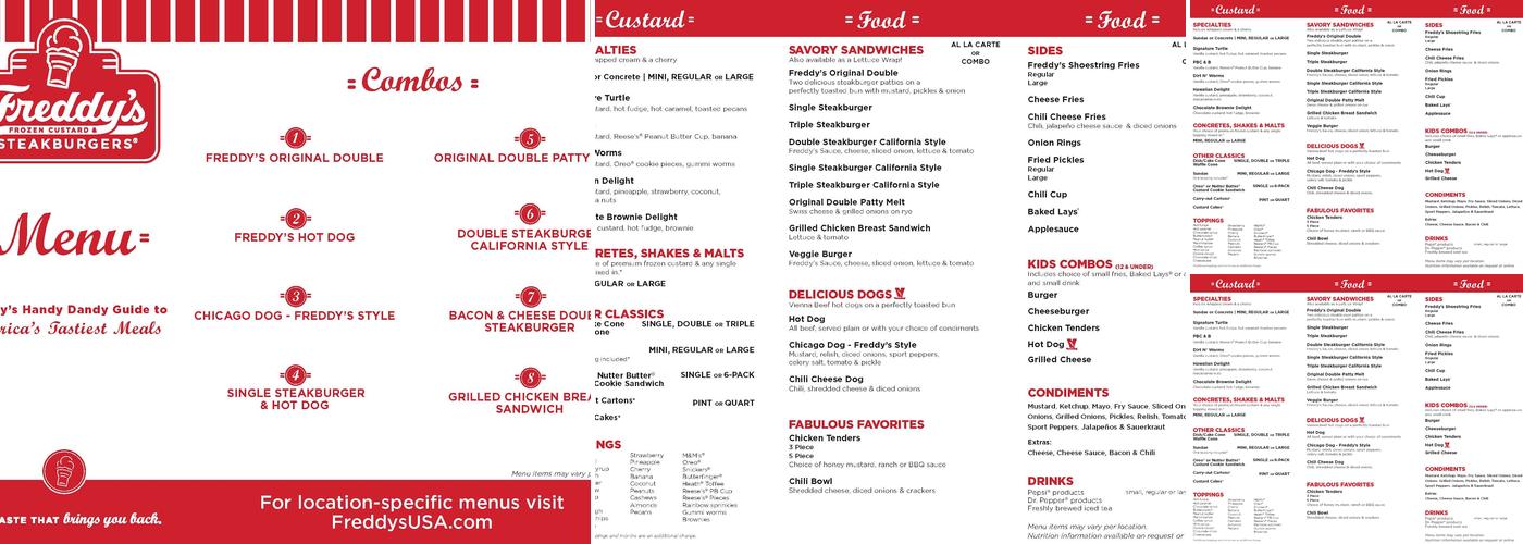 Freddy's Frozen Custard & Steakburgers Menu