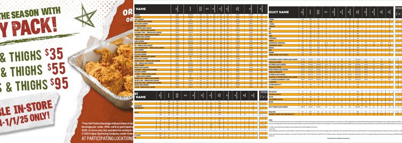 Church's Texas Chicken Menu
