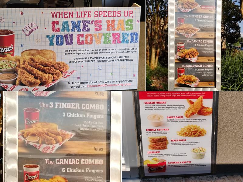 Raising Cane's Chicken Fingers Menu
