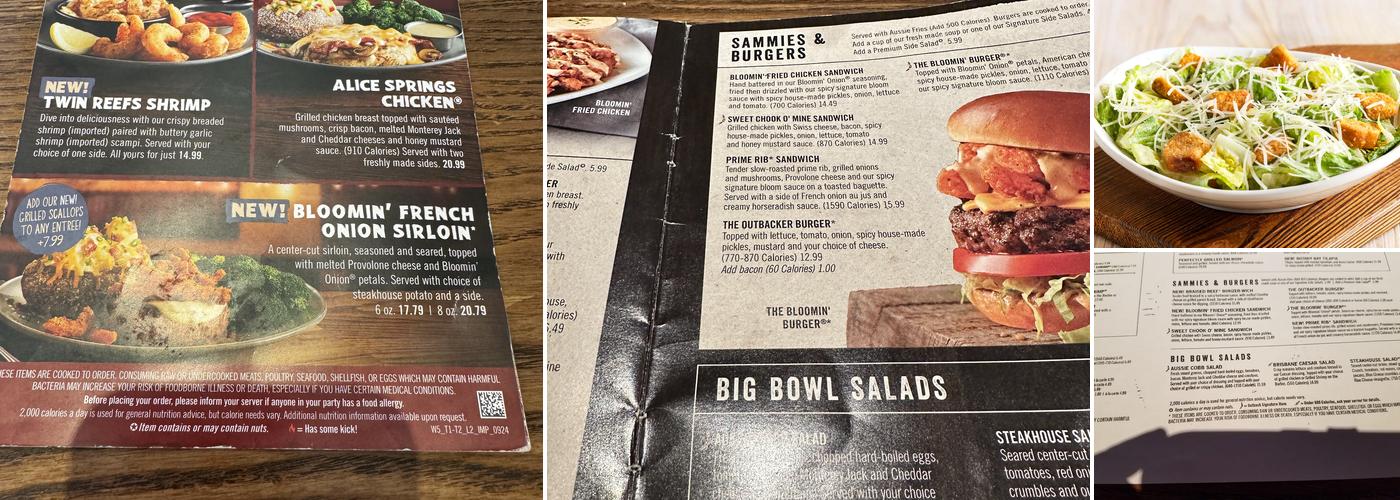 Outback Steakhouse Menu