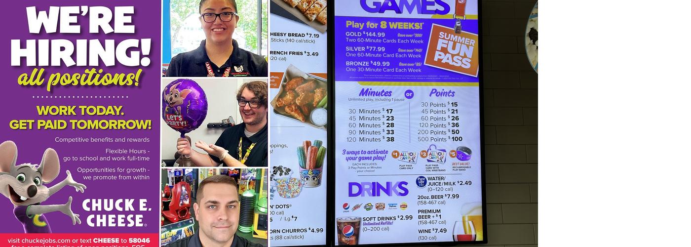 Chuck E. Cheese Menu