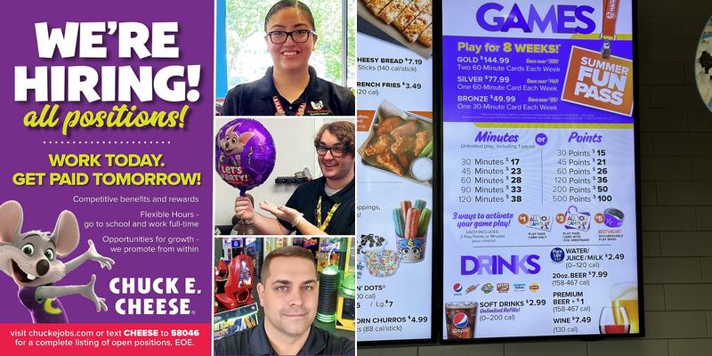 Chuck E. Cheese Menu