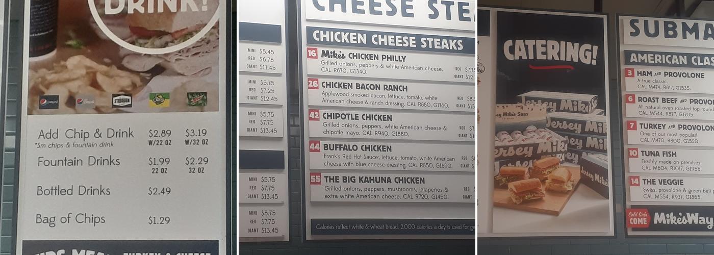 Jersey Mike's Subs Menu
