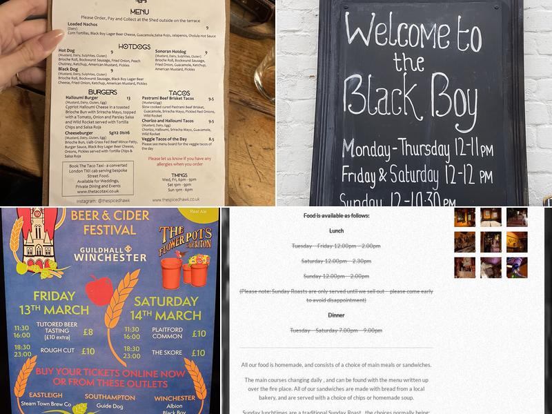 The Black Boy Menu