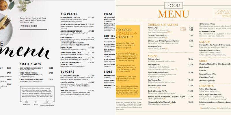 Mercure Winchester Wessex Hotel Menu
