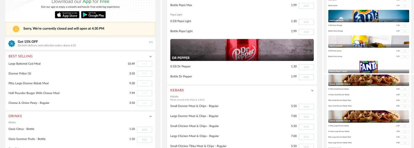 Tilton Fish Bar Menu