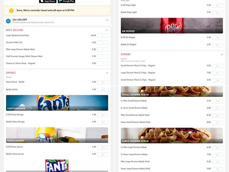 Tilton Fish Bar Menu