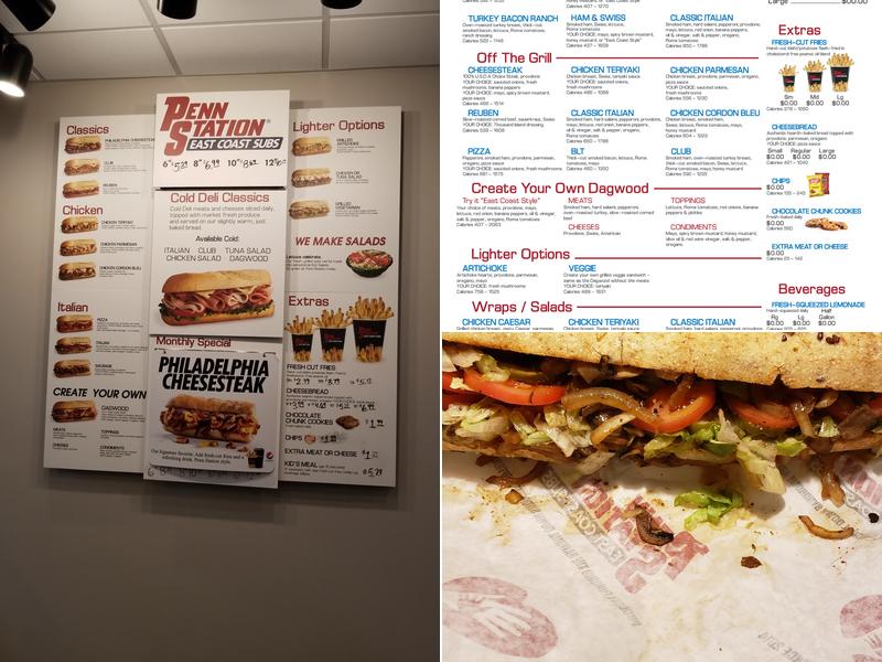 Penn Station East Coast Subs Menu