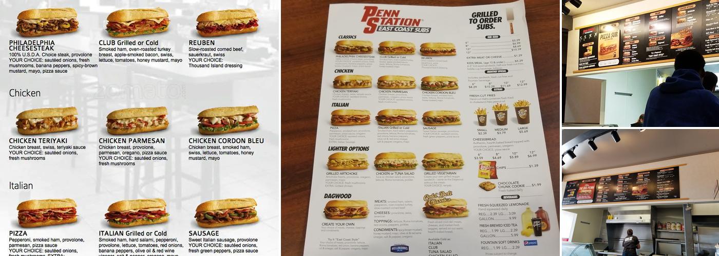 Penn Station East Coast Subs Menu