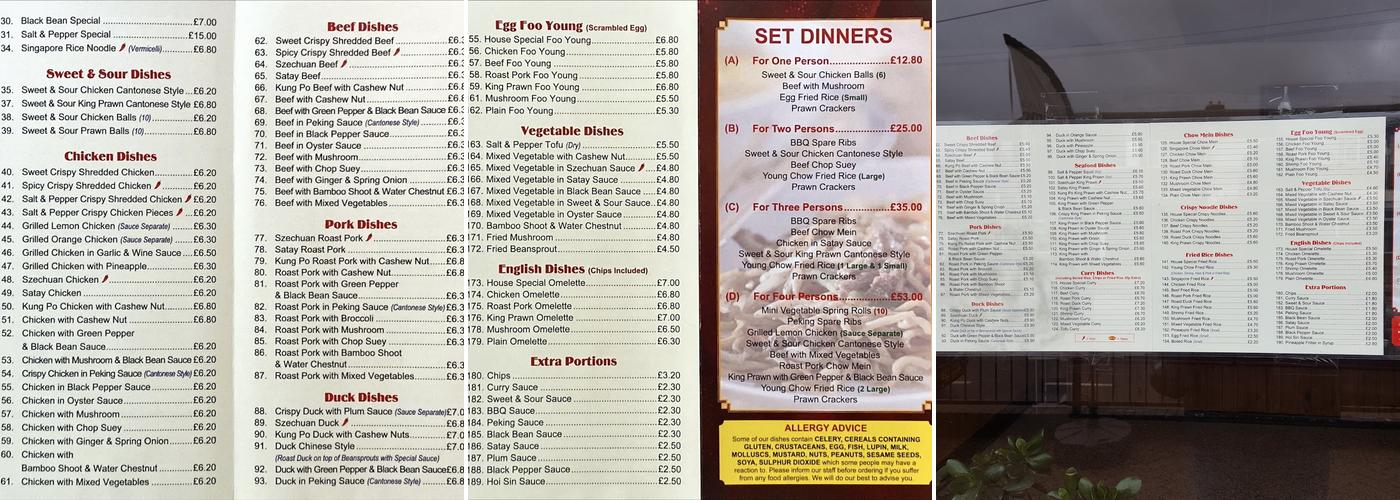 Chopstick House Menu