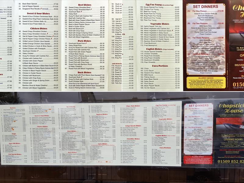 Chopstick House Menu