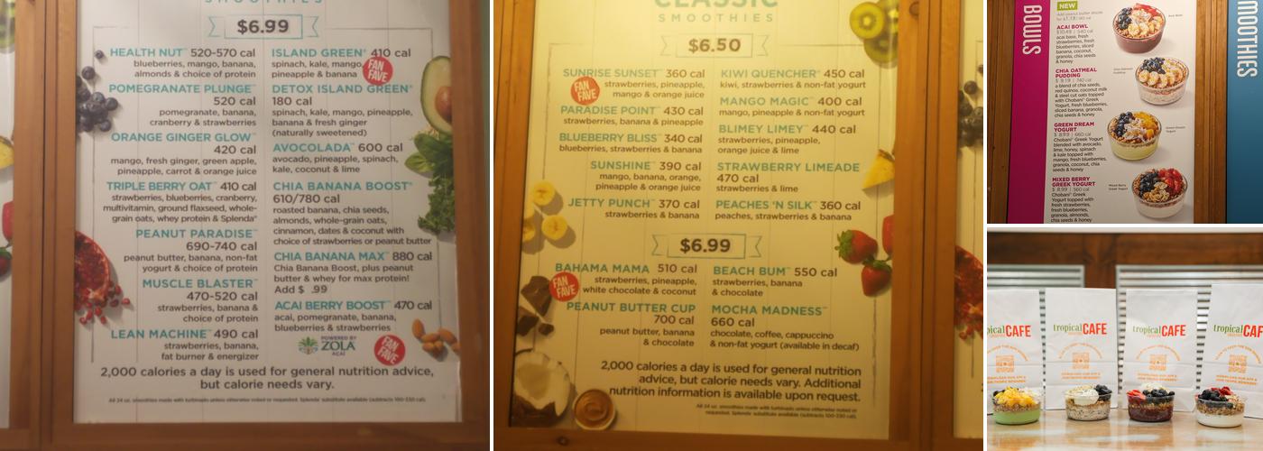 Tropical Smoothie Cafe Menu