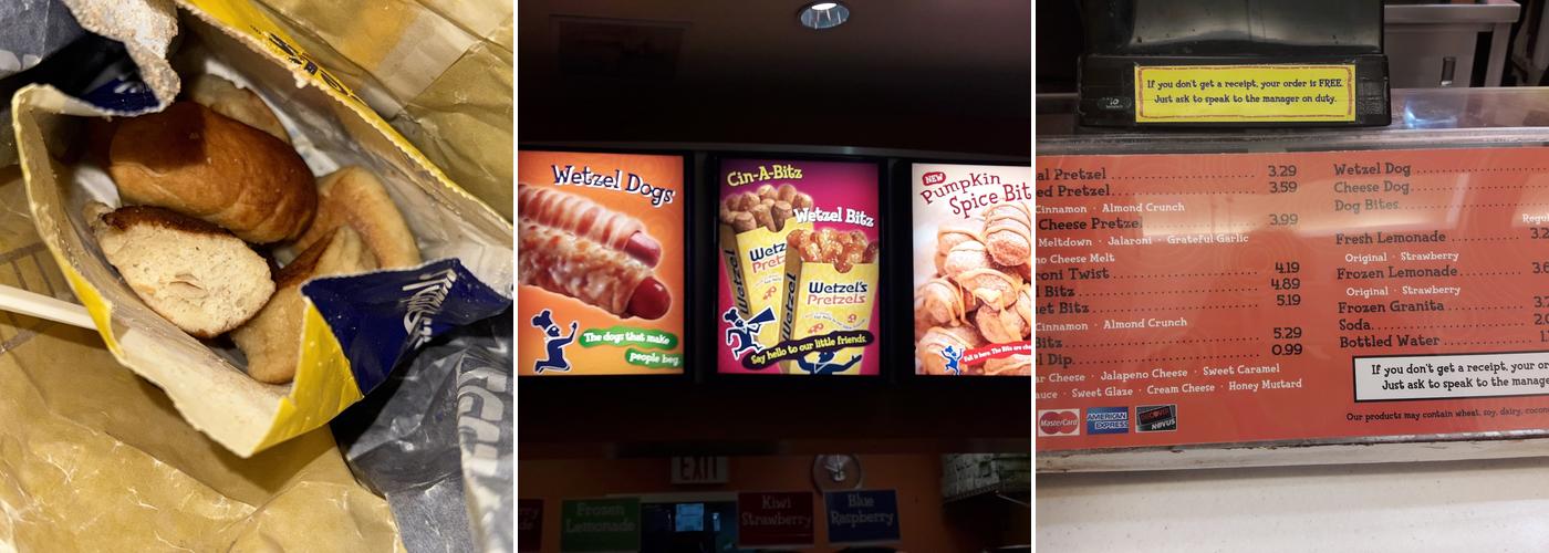 Wetzel's Pretzels Menu