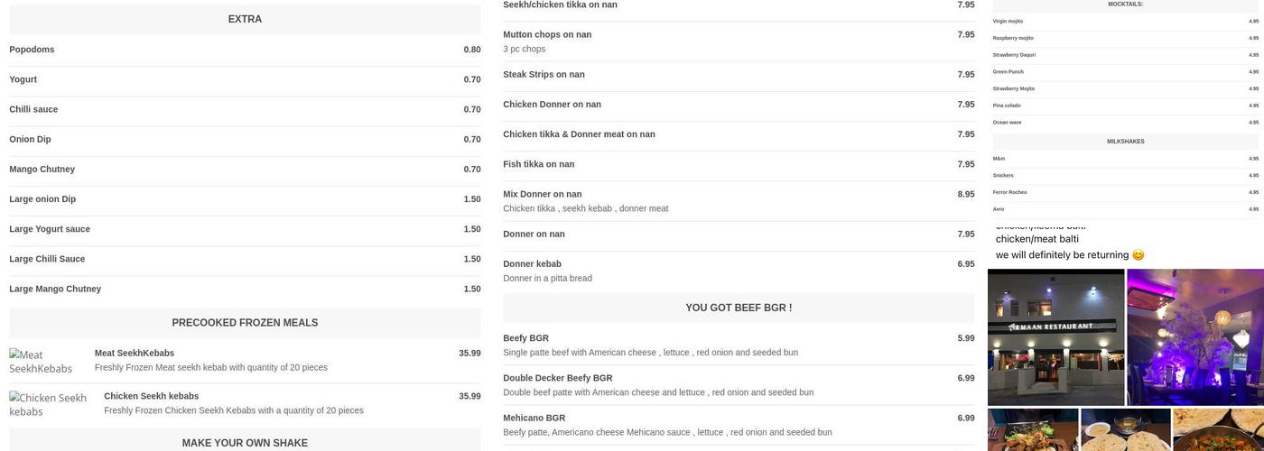 Armaan Restaurant Menu