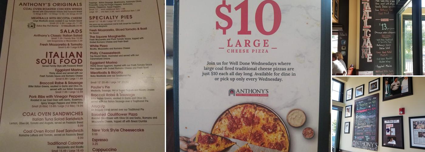 Anthony's Coal Fired Pizza & Wings Menu