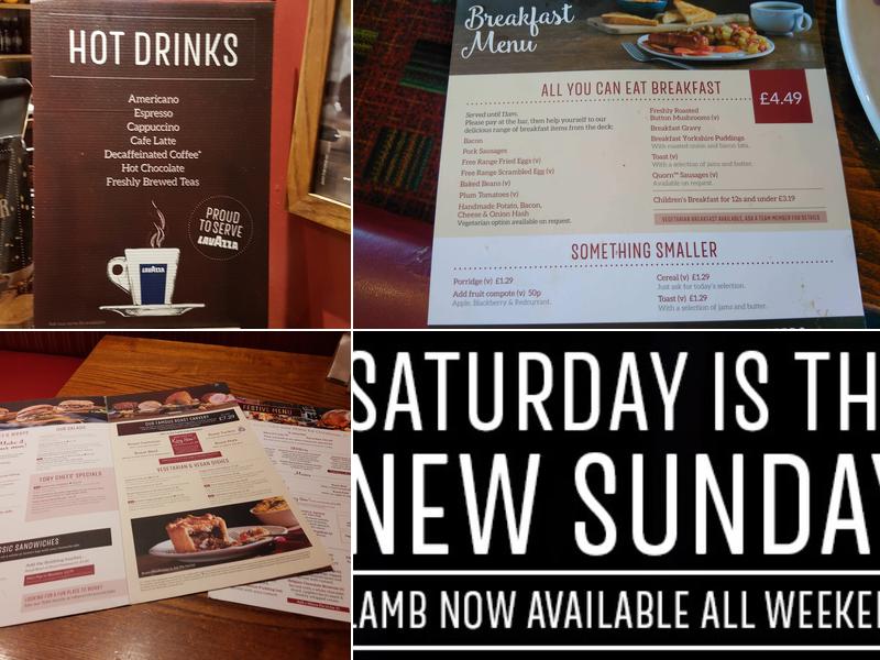 Toby Carvery Washington Menu