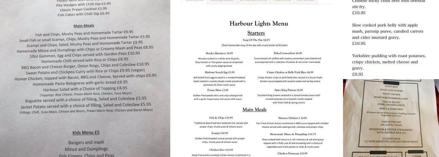 Harbour Lights Menu