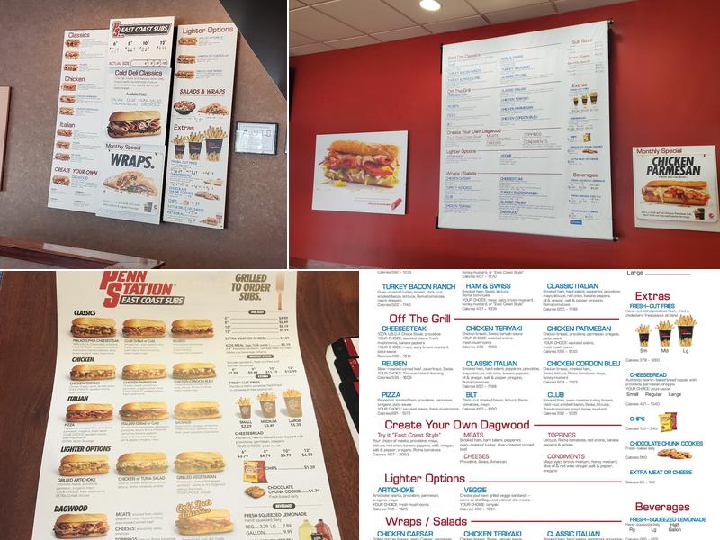 Penn Station East Coast Subs Menu