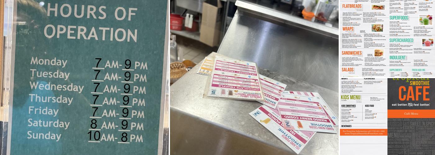 Tropical Smoothie Cafe Menu