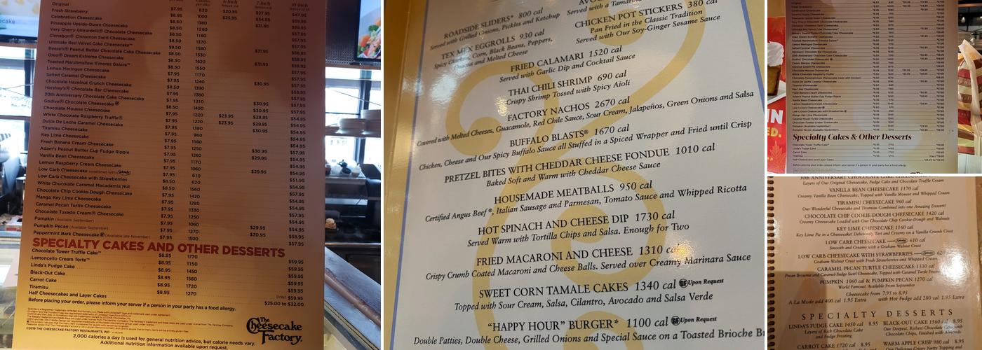 The Cheesecake Factory Menu