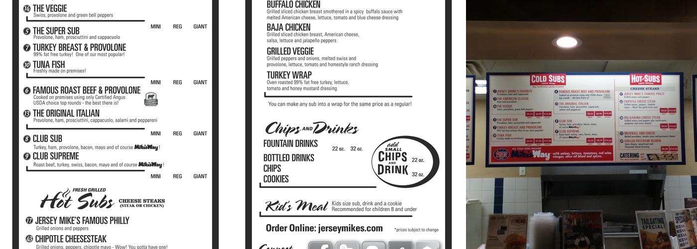 Jersey Mike's Subs Menu