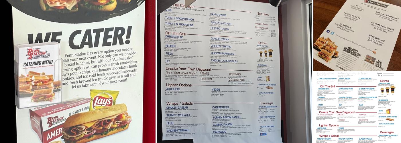 Penn Station East Coast Subs Menu