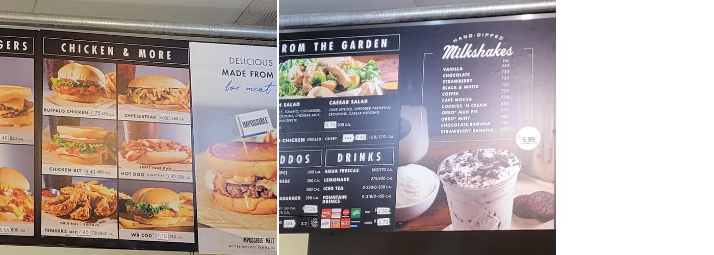 Wayback Burgers Menu