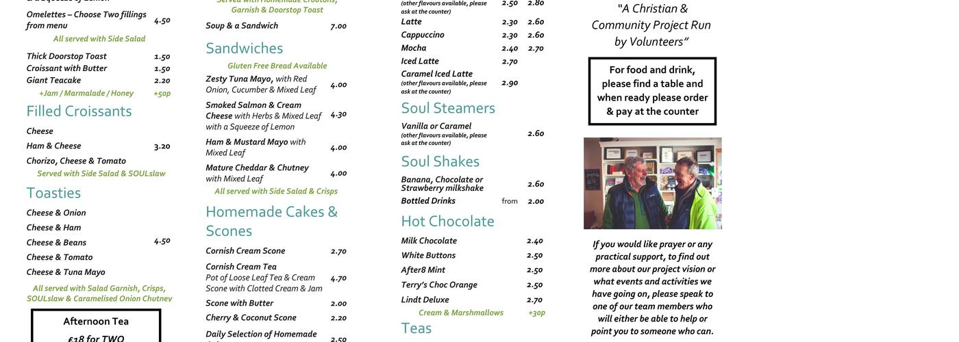 Community SOUL Wallasey Menu