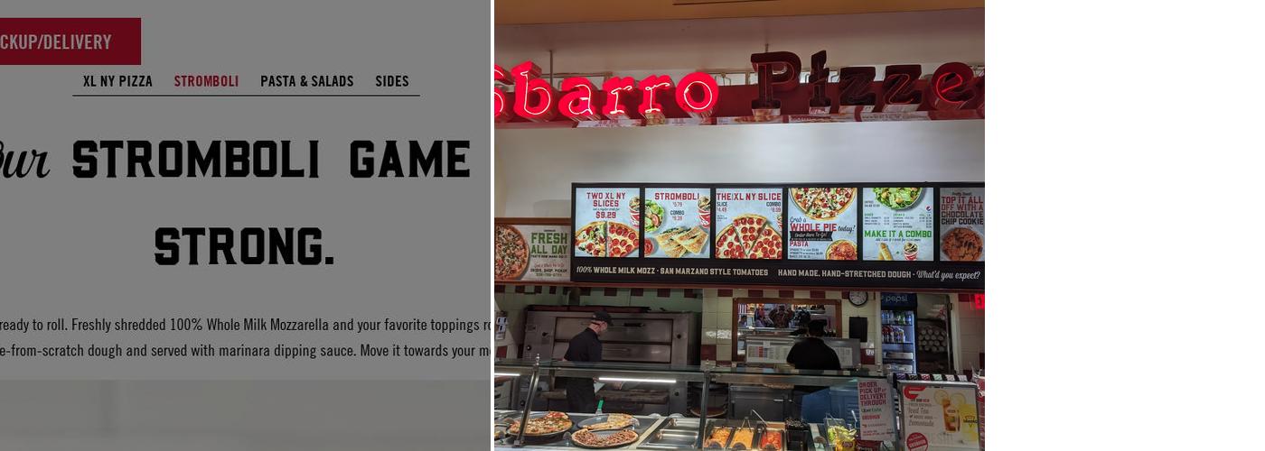 Sbarro Menu