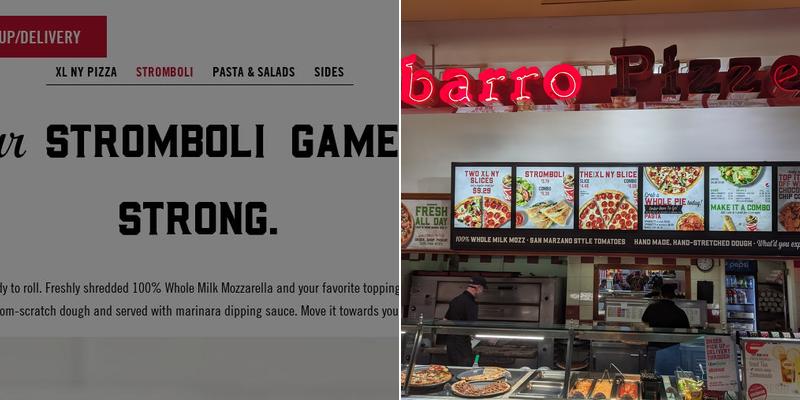 Sbarro Menu