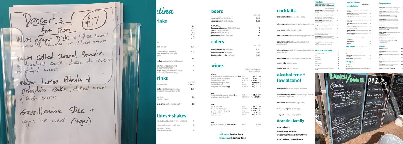 Cantina Kitchen and Bar Menu