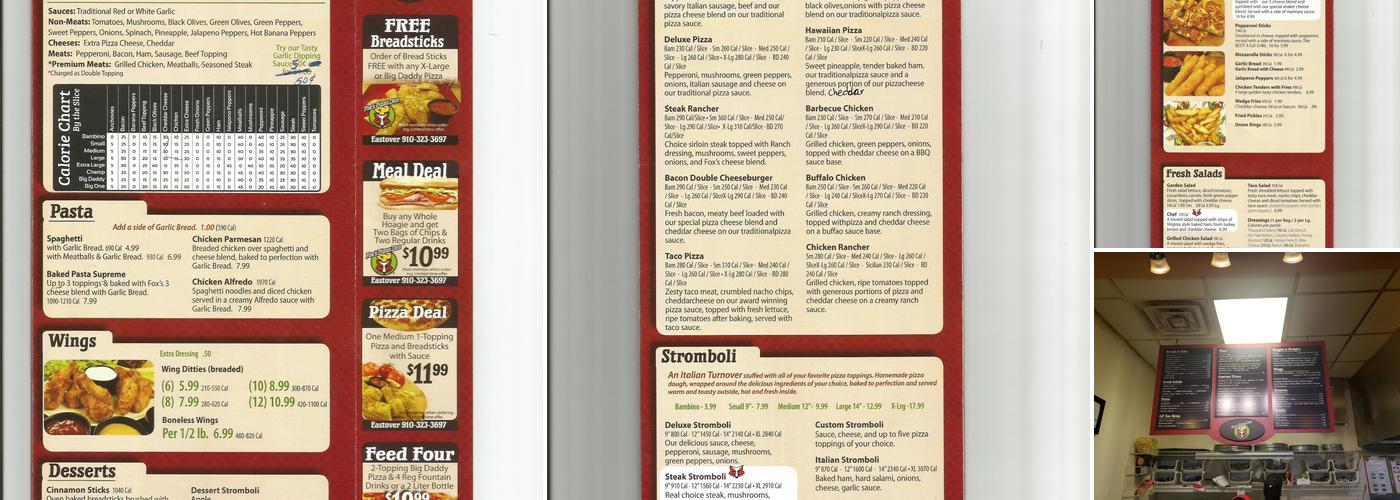 Fox's Pizza Den Menu