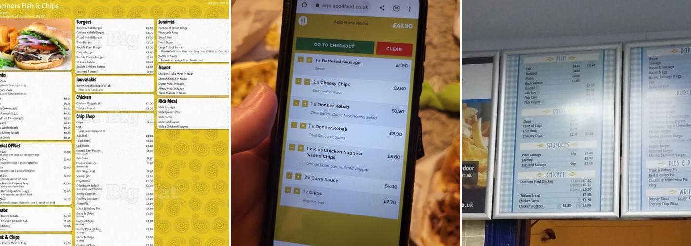 St mary's takeaway Menu