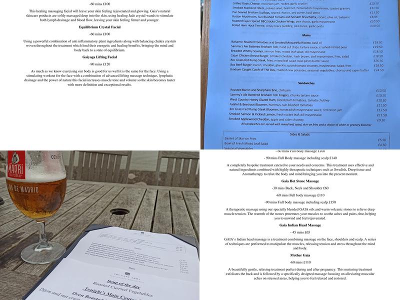 Cary Arms & Spa Menu