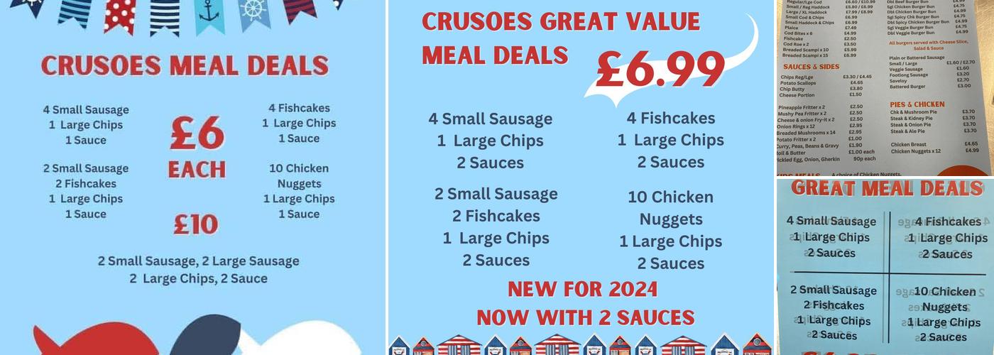 Crusoes Fish Bar Menu