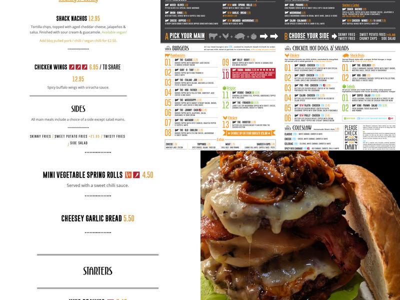 The Shack Menu