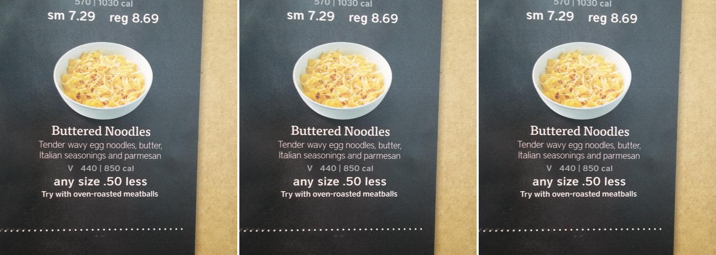 Noodles and Company Menu