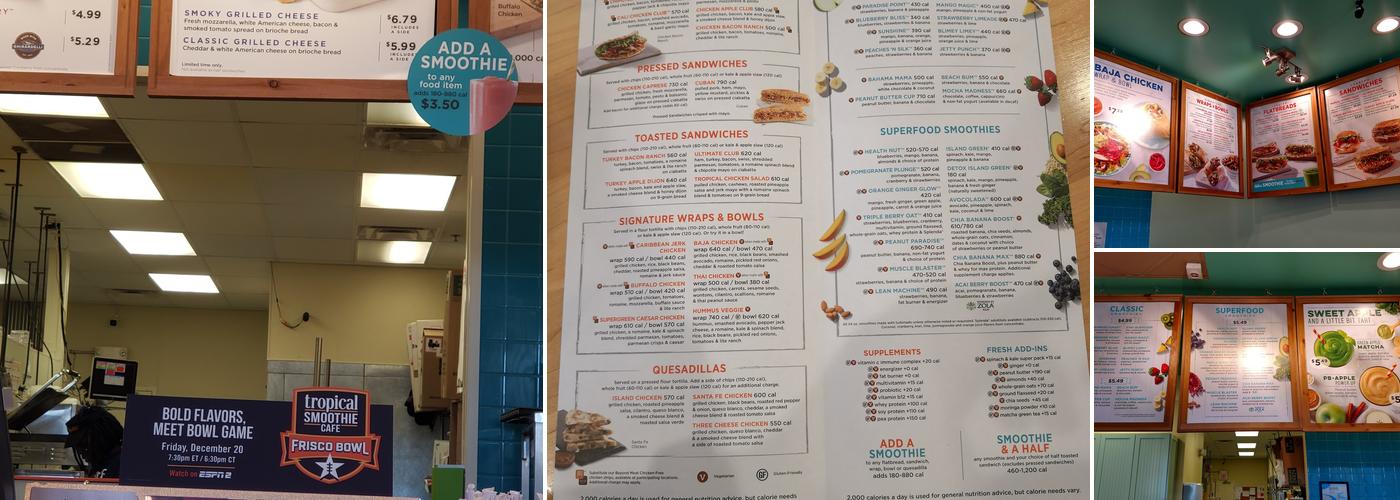 Tropical Smoothie Cafe Menu