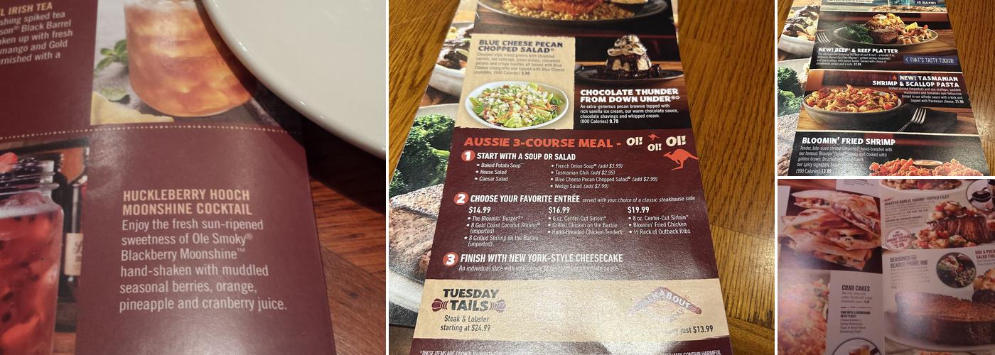 Outback Steakhouse Menu
